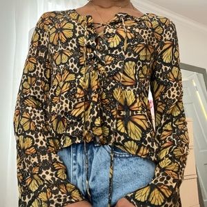 butterfly and cheetah print blouse